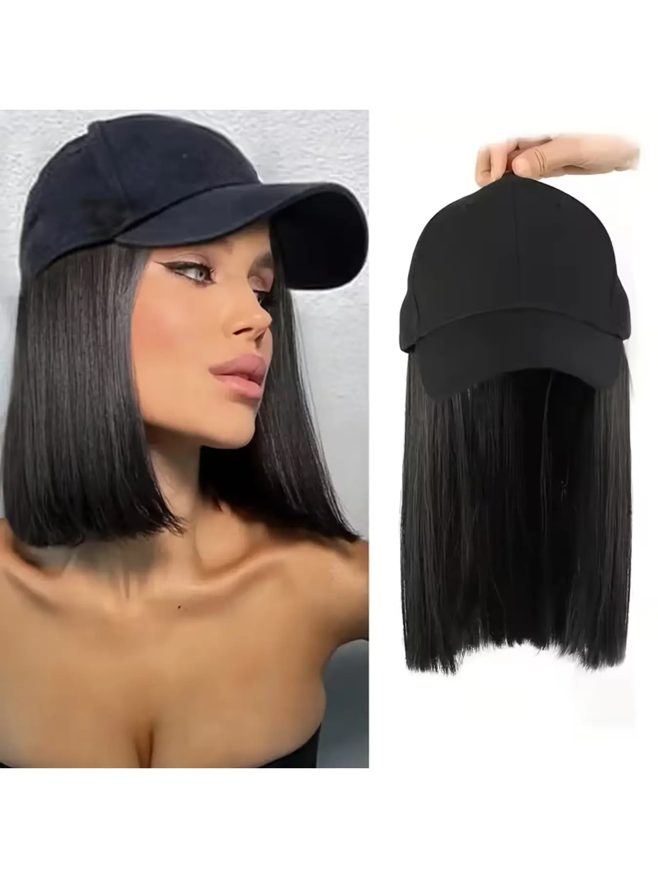 Women's Integrated Hat with Synthetic Hair, Adjustable Size, Perfect for Daily Wear, Comfortable and Stylish Headwear