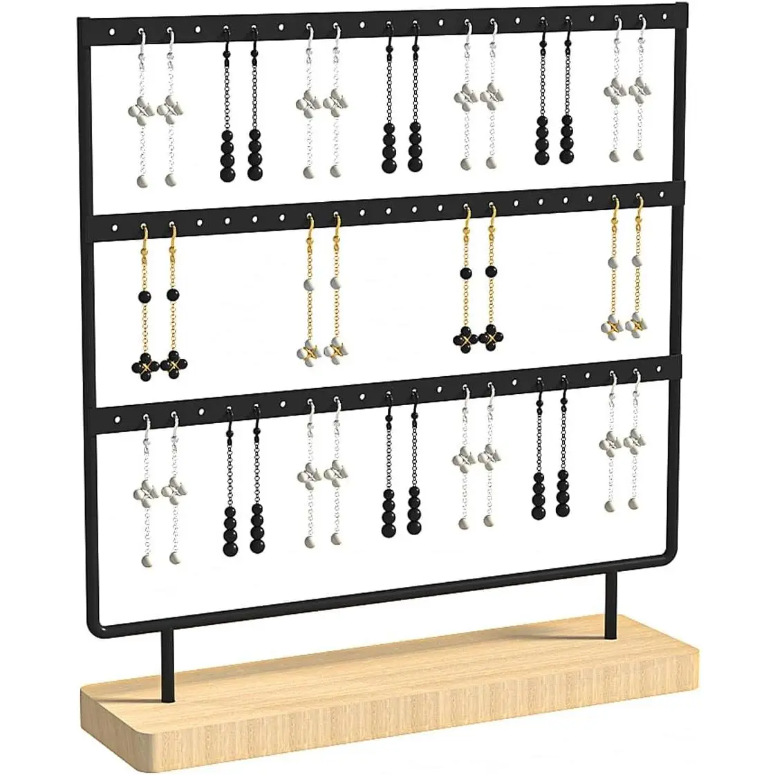 Earring Holder Organizer,Earring Holder Stand for  Earrings,Earring Display Stand,Earring Organizer Stand,Earring Tree (Black, 3 Layers)