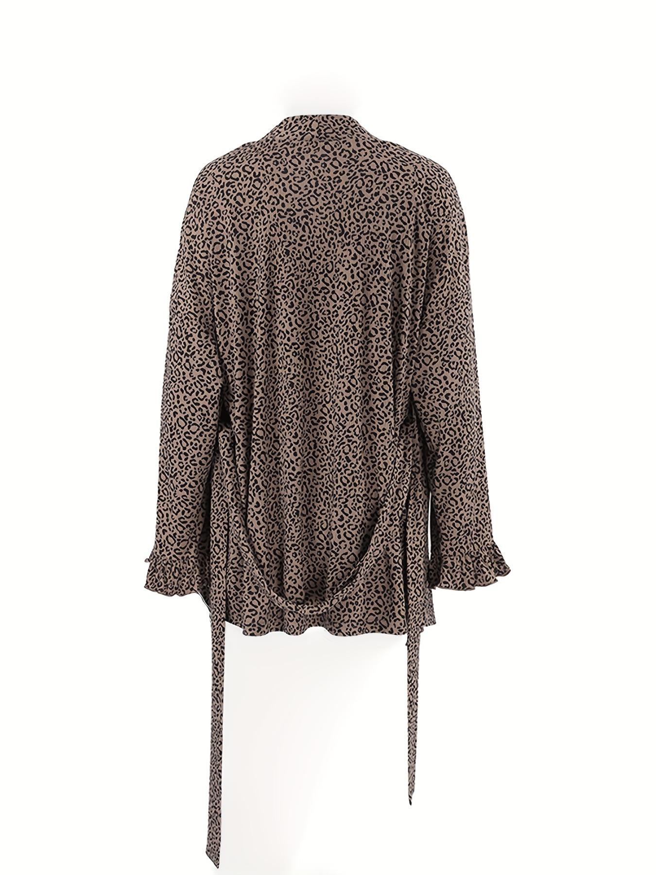 Leopard Print Knit Pleated Belt Jacket Cami Shorts Set, Casual Home Wear Three-Piece, Stylish Women's Clothing Collection