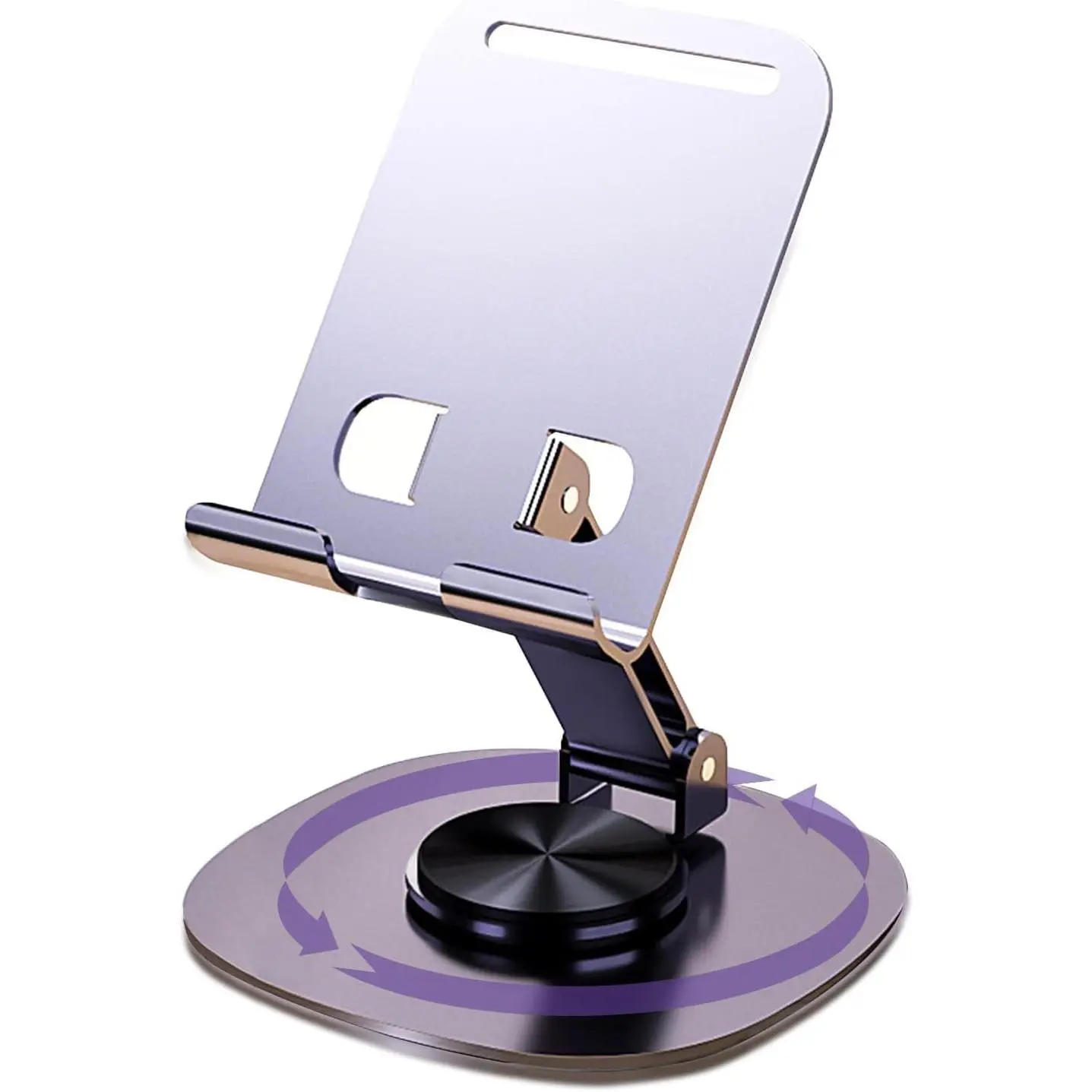 360°Rotating Phone Holder for Desk, Portable & Foldable Cell Phone Stand for Office & Kitchen, Adjustable Tablet Stand for  Mobile Phones, , iPad,   (Metal )