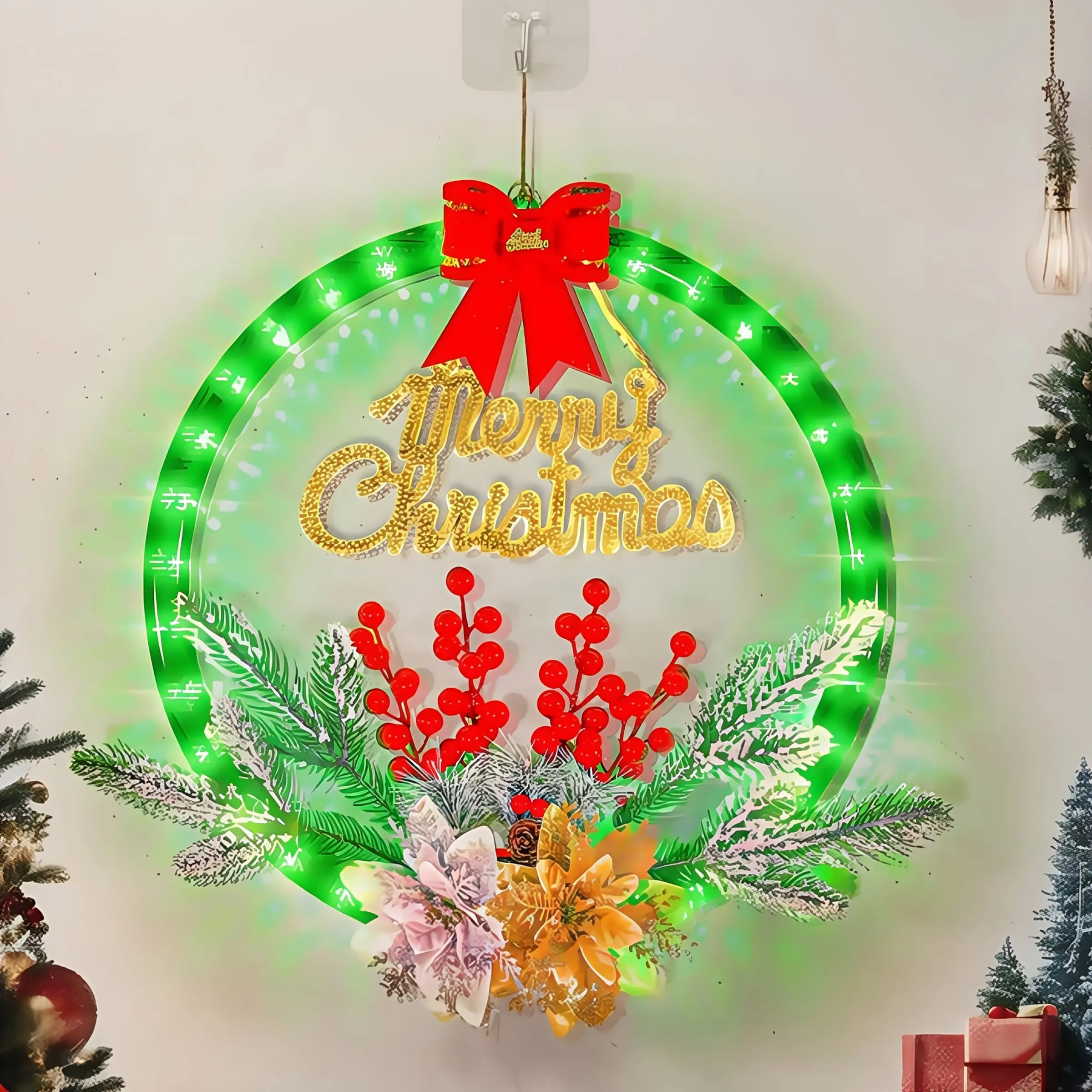 Multifunctional LED Christmas Light Sign, Retro/modern Neon Lights, Ip44 Waterproof, Blinking LED Decor, Holiday Door Hanging, Tree Ornament