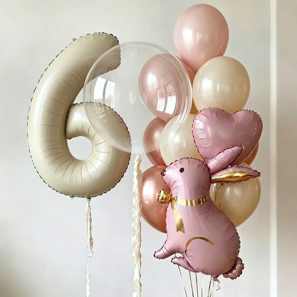 16-Piece Birthday Party Set, 32-Inch Milk Color Number Balloons 0-9, Matte Rabbit, Bunny Birthday Decorations, Ideal for Birthday Parties, Event Decorations, Balloon Decorations Kit