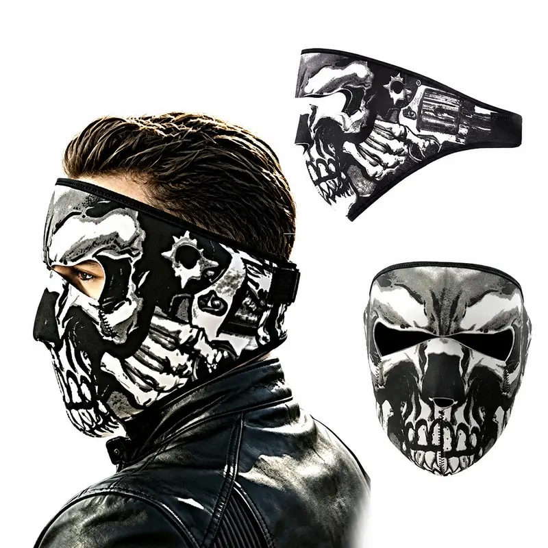 Skull Motorcycle Face Mask for Men & Women, Windproof Breathable Half Face Biker Mask, UV Sun Protection Cycling Riding Mask for ATV, Ski, Airsoft & Halloween Cosplay