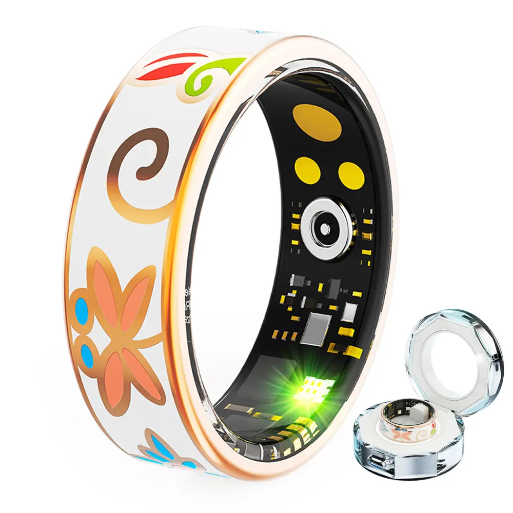 Color Enamels Craftsmanship Smart Ring for Women Sleep Monitoring Blood Oxygen Measurement Blood Pressure Multi-sports Modes remote photo
