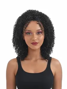 Curly Bob Wig 14inch Short Curly Wigs for Women, Human Hair 180% Density Glueless Water Wave, Natural None Lace Front Wig