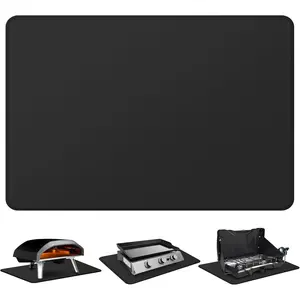 Fireproof &  Under  Griddle BBQ Mat, Protect Your Prep Table and Outdoor Grill Table - Heat Resistant Grill Table Mat (Black,16 x 24in)