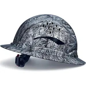Full-Brim Vented Work Headgear, Adjustable 52-63cm, 6-Point Cushion Suspension, Lightweight HDPE Shell, Outdoor Job Site Cap with Sunshade & Reflectors