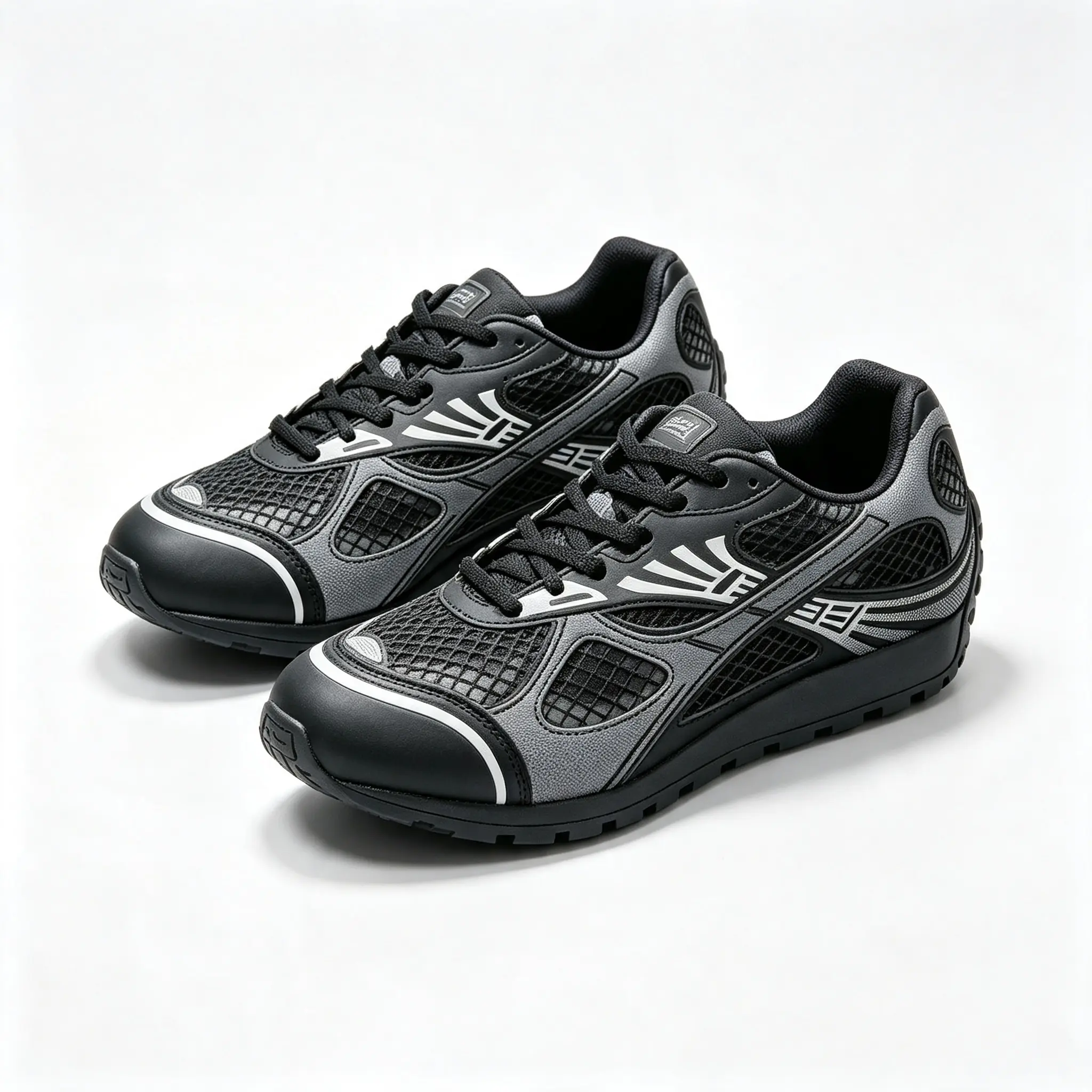 Unisex Black Gray Retro Mesh Sneakers, Low Top Lace Up Breathable Athletic Trainers, Lightweight Vintage Casual Daily Walking Shoes for Men Women