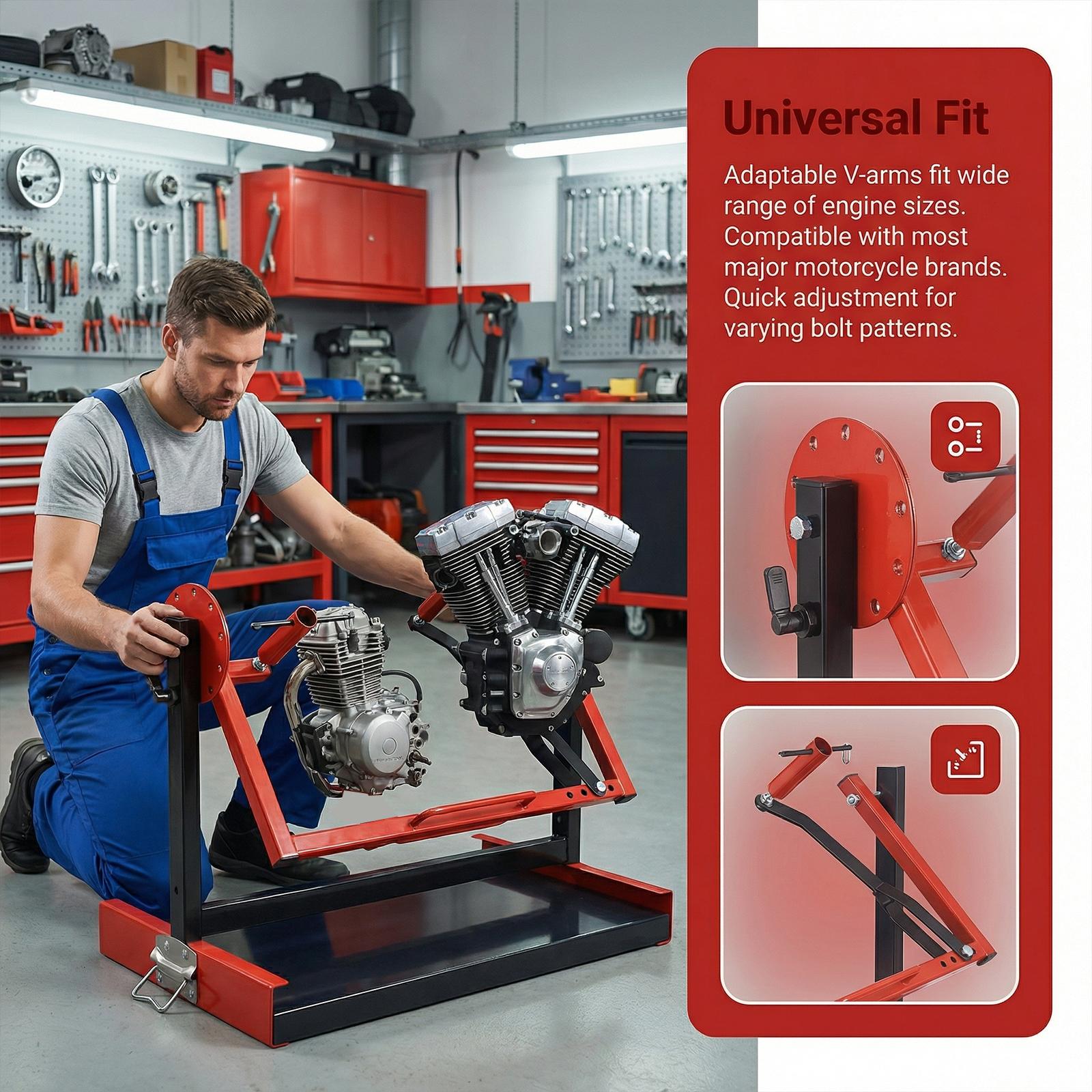 Motorcycle Engine Stand Easy Assembly Rotating Dirt Bike Engine Stand Adjustable for Vertical-Type Single Cylinder 2 Or 4-Stroke NEW