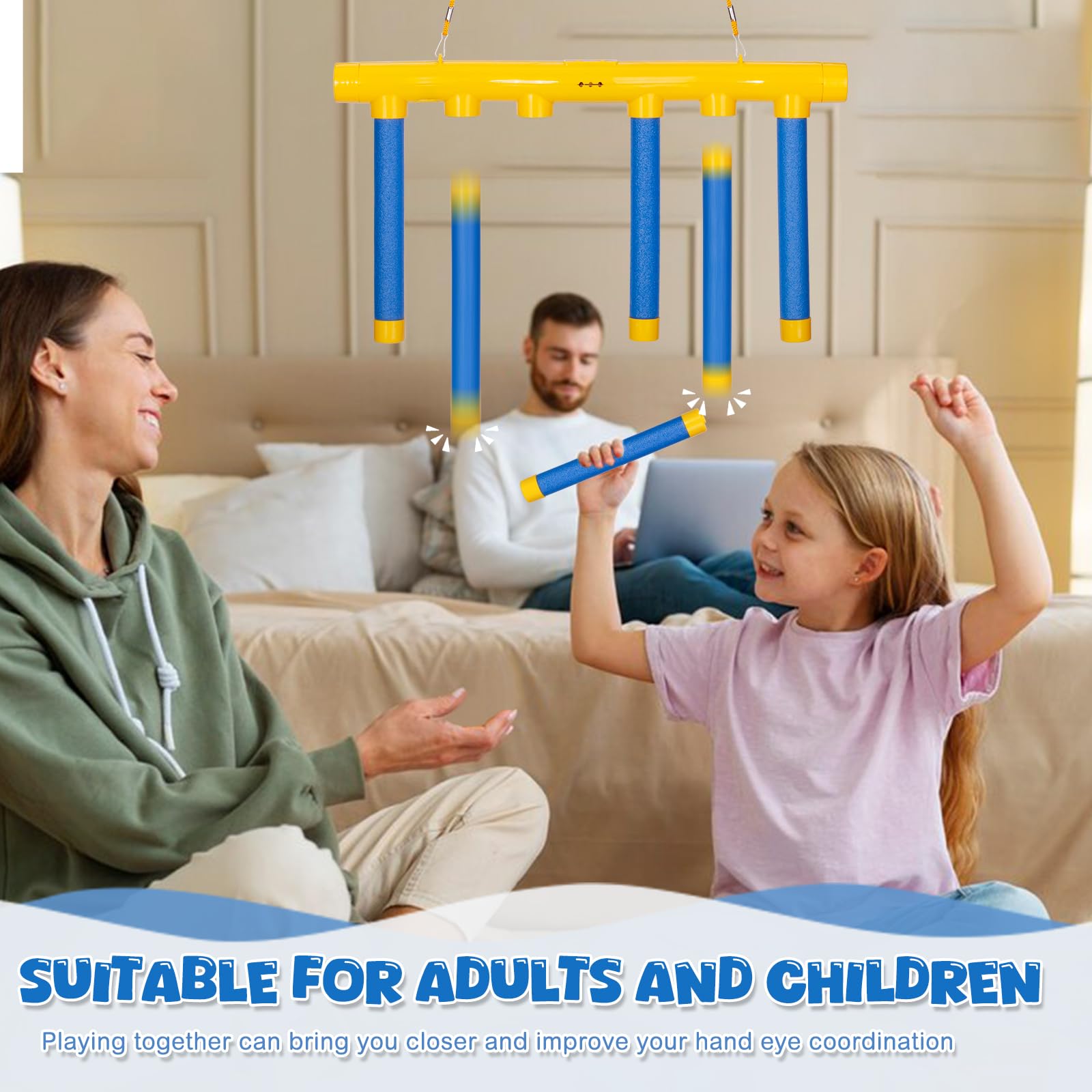 Hand-Eye Coordination Training Toy Set, Reflex Drop Sticks Challenge Game, Speed Challenge Toy for Adults, Family Fun Game, Unisex Model Xinghao Hm-02