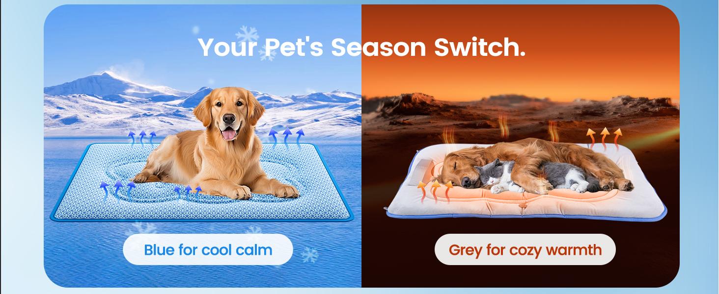 Dog Cooling Mat, Thick Cooling Mat for Extra Large Dogs with PCM & Thermochromic Tech, Dual-Sided Durable Waterproof Cool Dog Bed Mat, Q-Max>0.5, Machine Washable, Non-Toxic - XL(31" x 43")