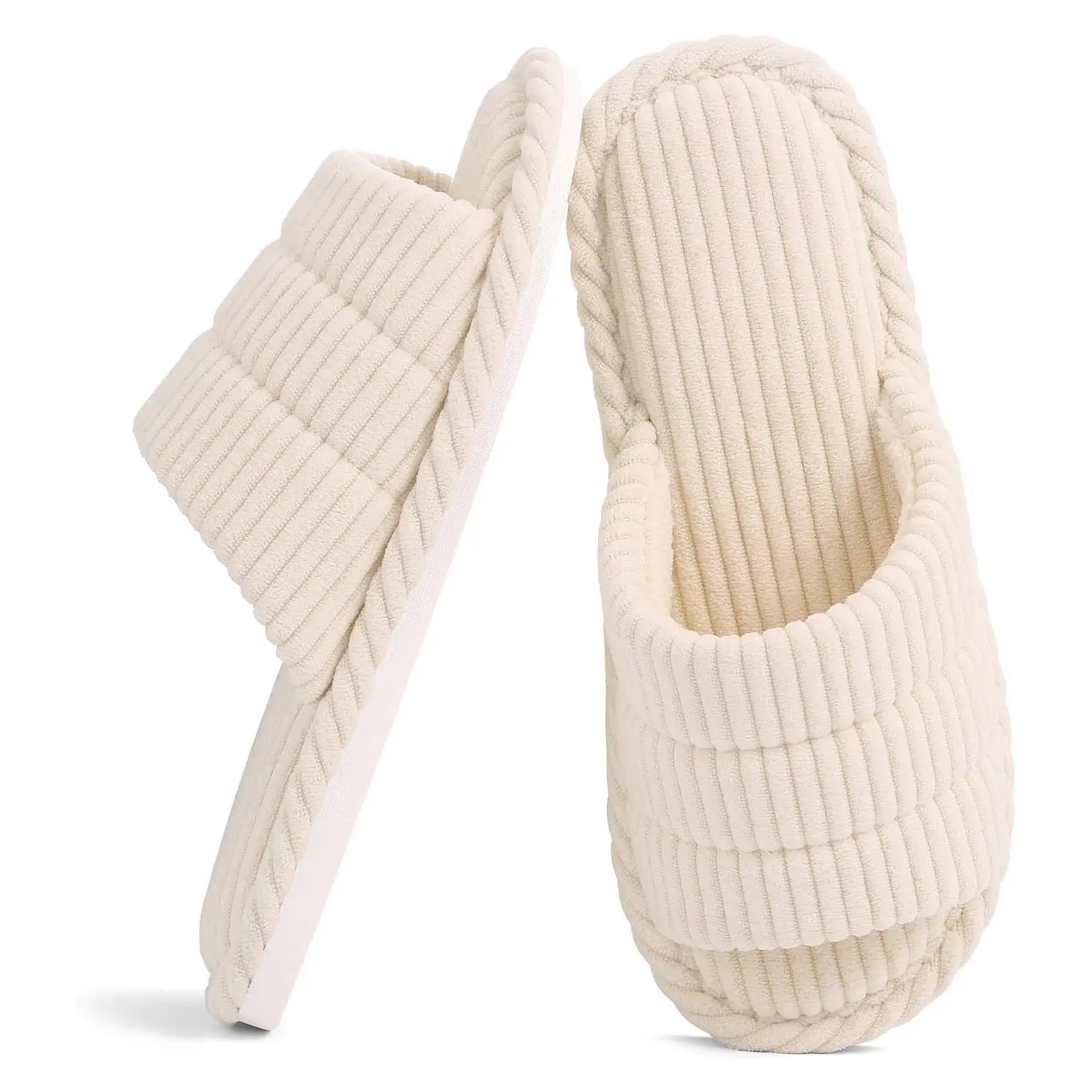Waffle Indoor Slippers for Women Men - Breathable Open Toe House Shoes with Memory Foam, Slip-on Washable Bedroom SlidesGift