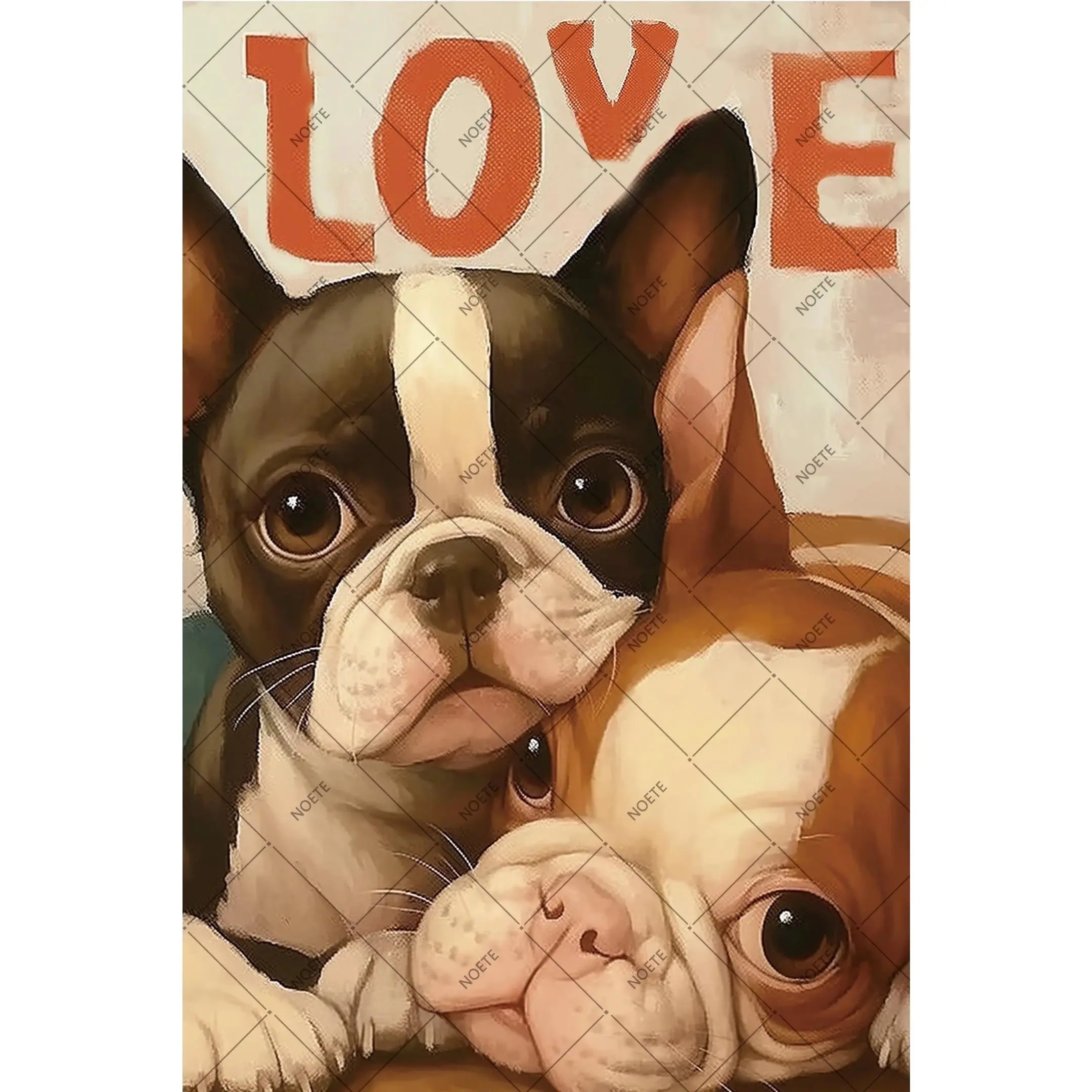 Retro Boston Terrier Aluminium Tin Sign, Vintage Metal Wall Decoration, Hanging Home Decor for Room & Office, Dog Lovers Gift, 8x12 in