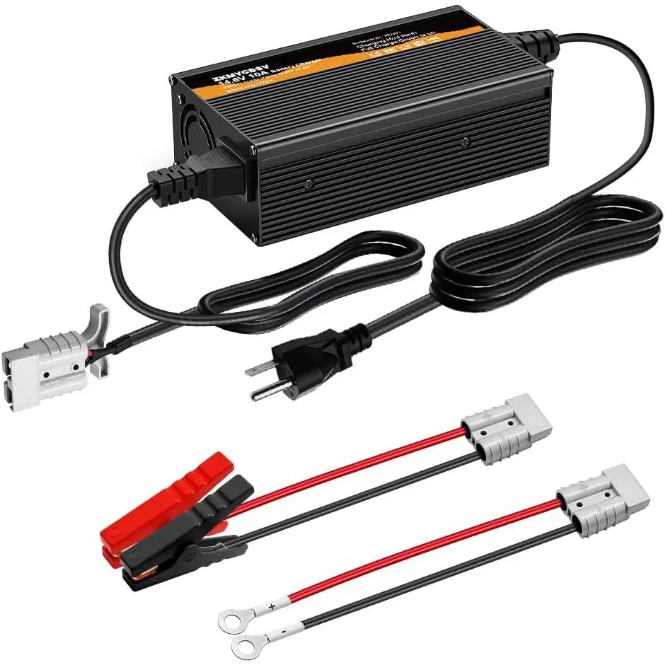 14.6V 10A LiFePO4  Charger,  , , 4 Safety Protections, 10 Amp  Charger with Anderson Connector LED  Charger for , , Boat, RV