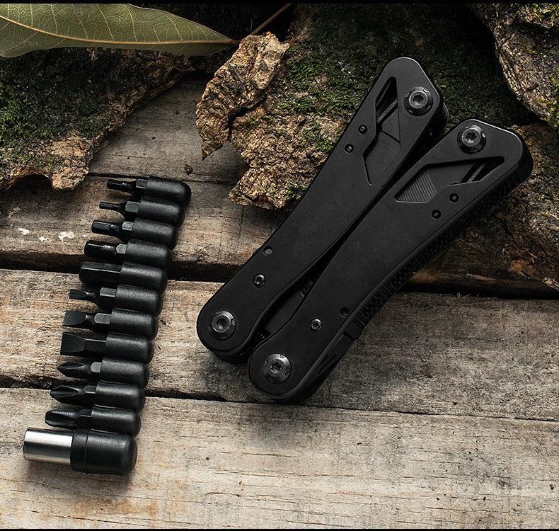 Multi - Function Stainless Steel Black Oxide Folding Pliers Screwdriver Set Telescopic Outdoor Emergency Tool