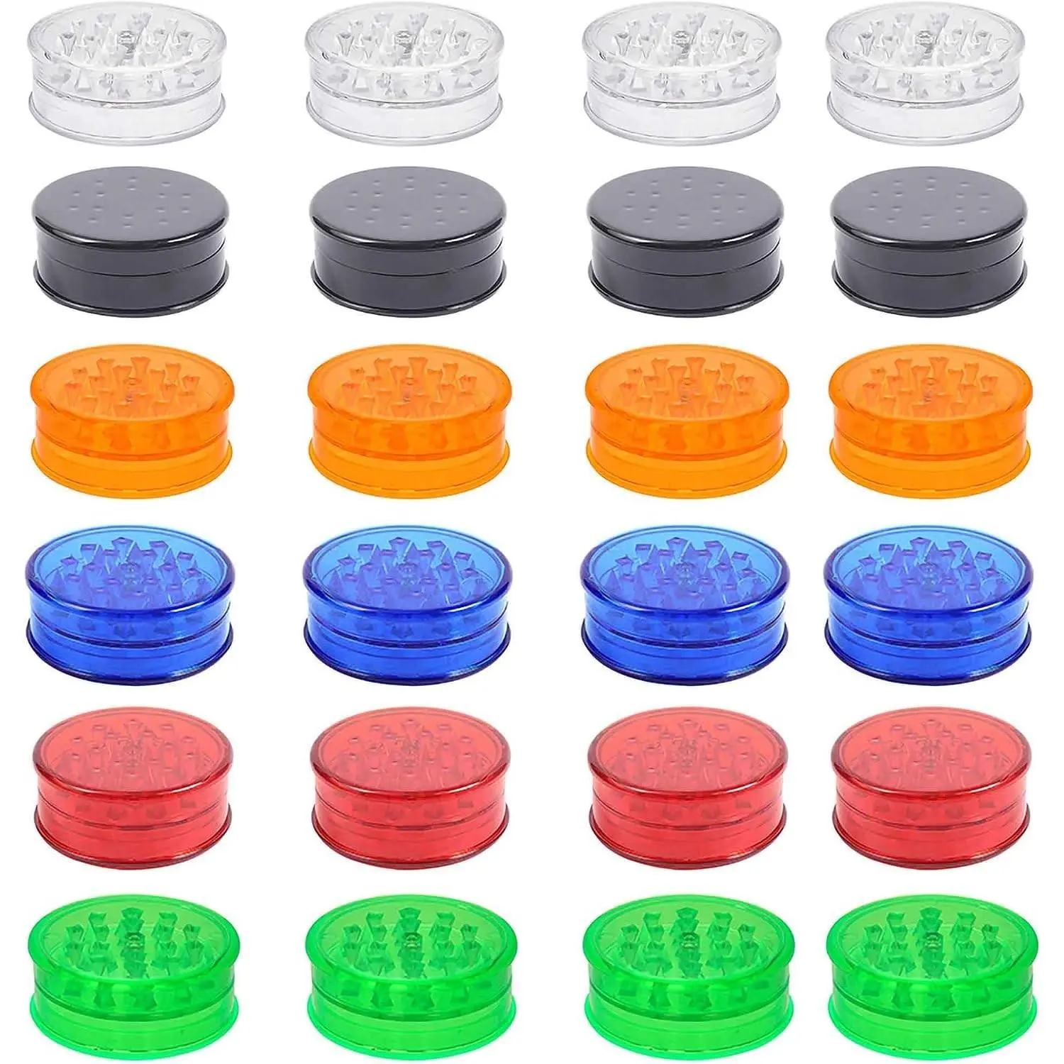 24 Pack Herb Grinder, 2.3in Small Spice Grinder With Storage, Portable And Disposable Plastic Grinder, Mix