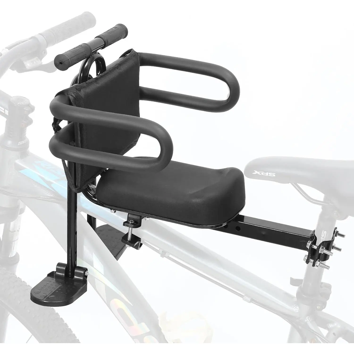 Front Mount Kids Bike Seat , baby Seat Bicycle Detachable Handlebar Child Bicycle Seat for Toddlers 2-5 Years up to 48lbs with Foot Pedals, Compatible with Adult MTB