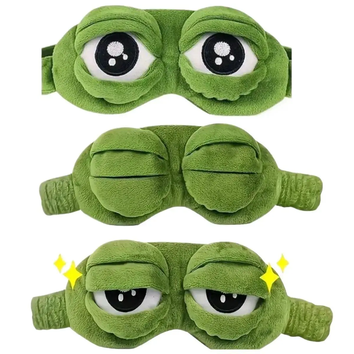Cute 3D Frog Sleep Mask for Adults & Kids, Hypoallergenic Plush Cotton Eye Cover with Adjustable Strap - Light Blocking for Travel, Eye Mask