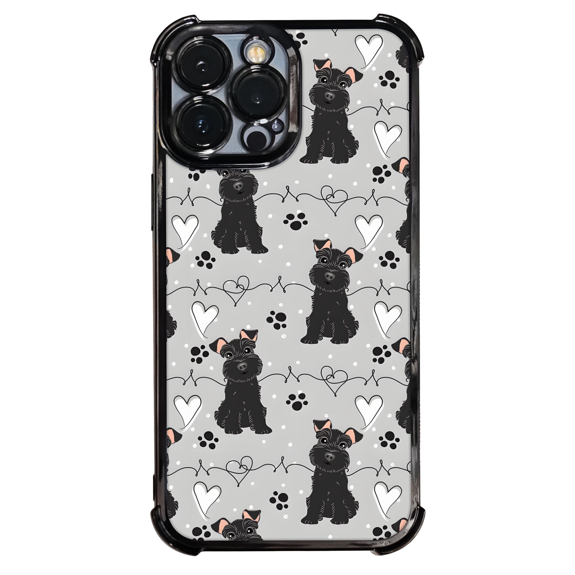 Phone Case - A Single Piece of a Black Miniature Schnauzer Phone Case Featuring an Electroplating Process, Designed for Protection with Reinforced Cushioning And Collision Prevention, Compatible with Various Models of Iphone 17, 16, 15, 14