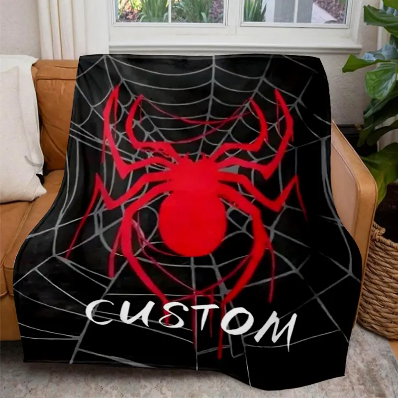 YHFZ-1 piece Personalized Spider Web Name Flannel Blanket, 280 GSM Ultra Soft Fleece, Perfect for Bed, Sofa, Travel, or Car Use. Soft & Warm Custom Name Blanket, A Perfect Custom Gift for Birthdays, Easter, Father Day, Mother Day, Christmas, Halloween, Wa
