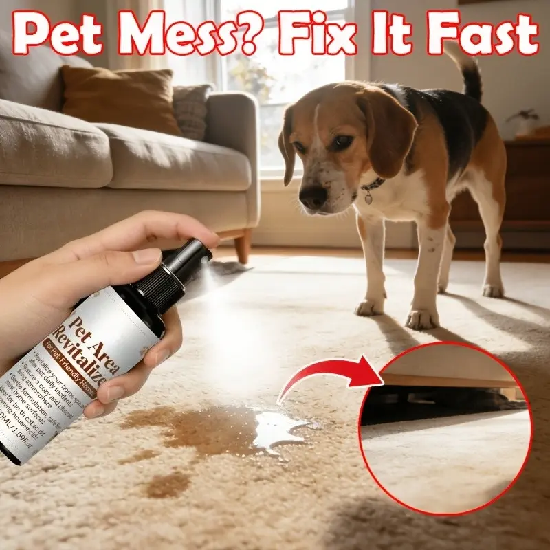 Pet home care spray-suitable for sofas, carpets, cushions, blankets, pet beds and pet mats, providing fresh care for cats and dogs' homes, living rooms, pet activity areas and daily surfaces every day.