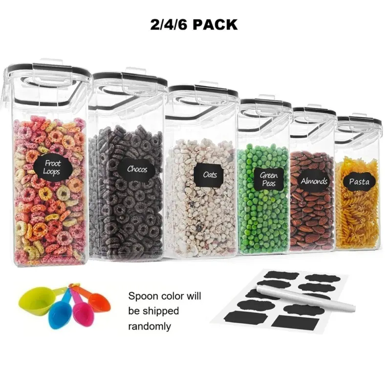 Cereal Containers Storage Set - 2/4/6 Pack Airtight Large Food Storage Containers(135.2oz), Dispenser Plastic Cereal Storage Containers