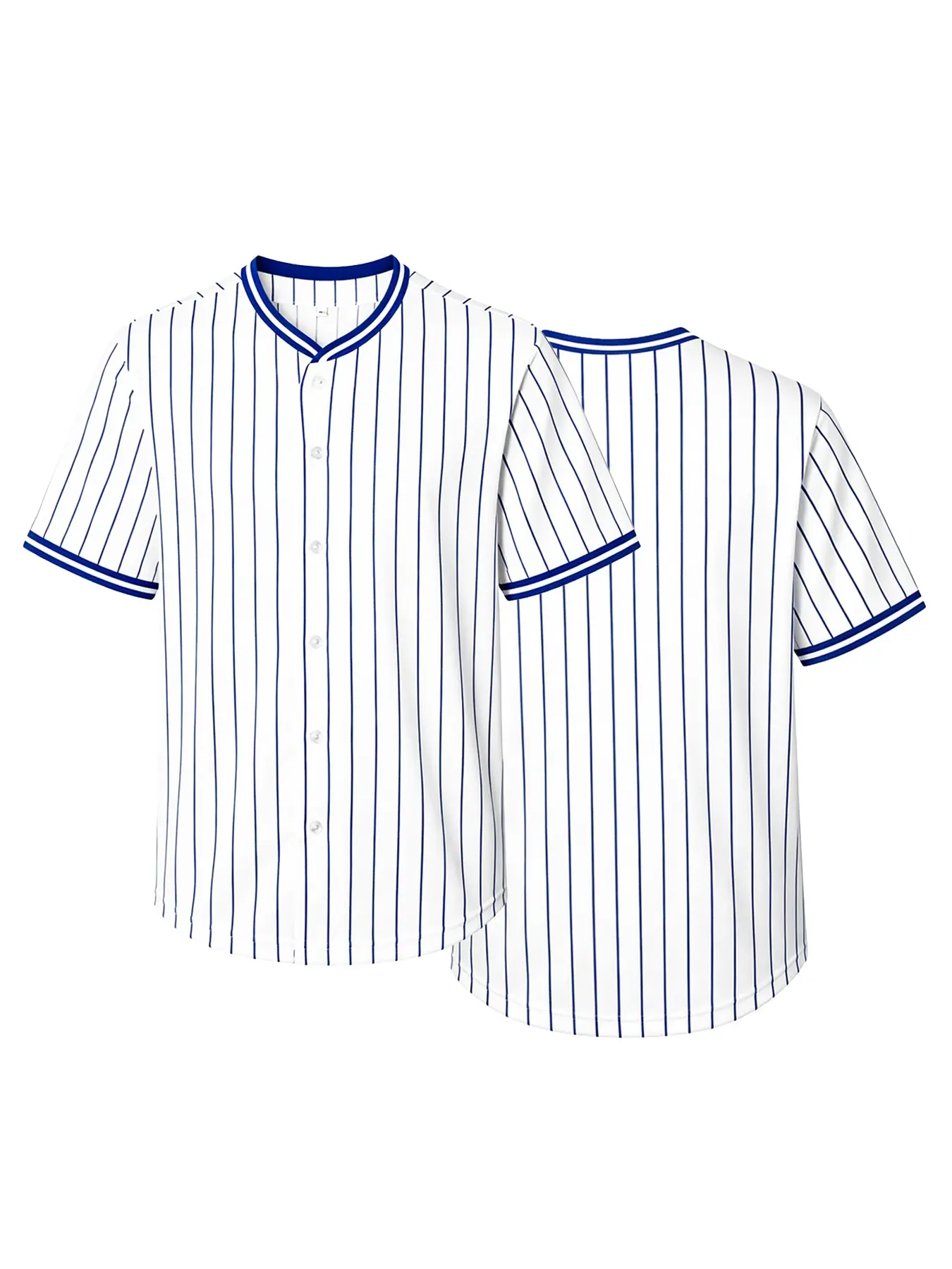 Pinstripe Baseball Jersey for Men Women, Short Sleeve Button Down Blank Shirt, Customizable Casual Sports Uniform for Team Training Daily Wear