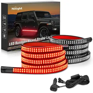 Nilight 2PCS 70in Adhesive Tape Strobe Running Board Light Bars, 1125-LED Red Flexible LED Waterproof Car Lights for Trucks, Construction Vehicles – Cars & Truck Accessories,summervibes, 2 Mounting Hardware, 26 Different Flash Patterns