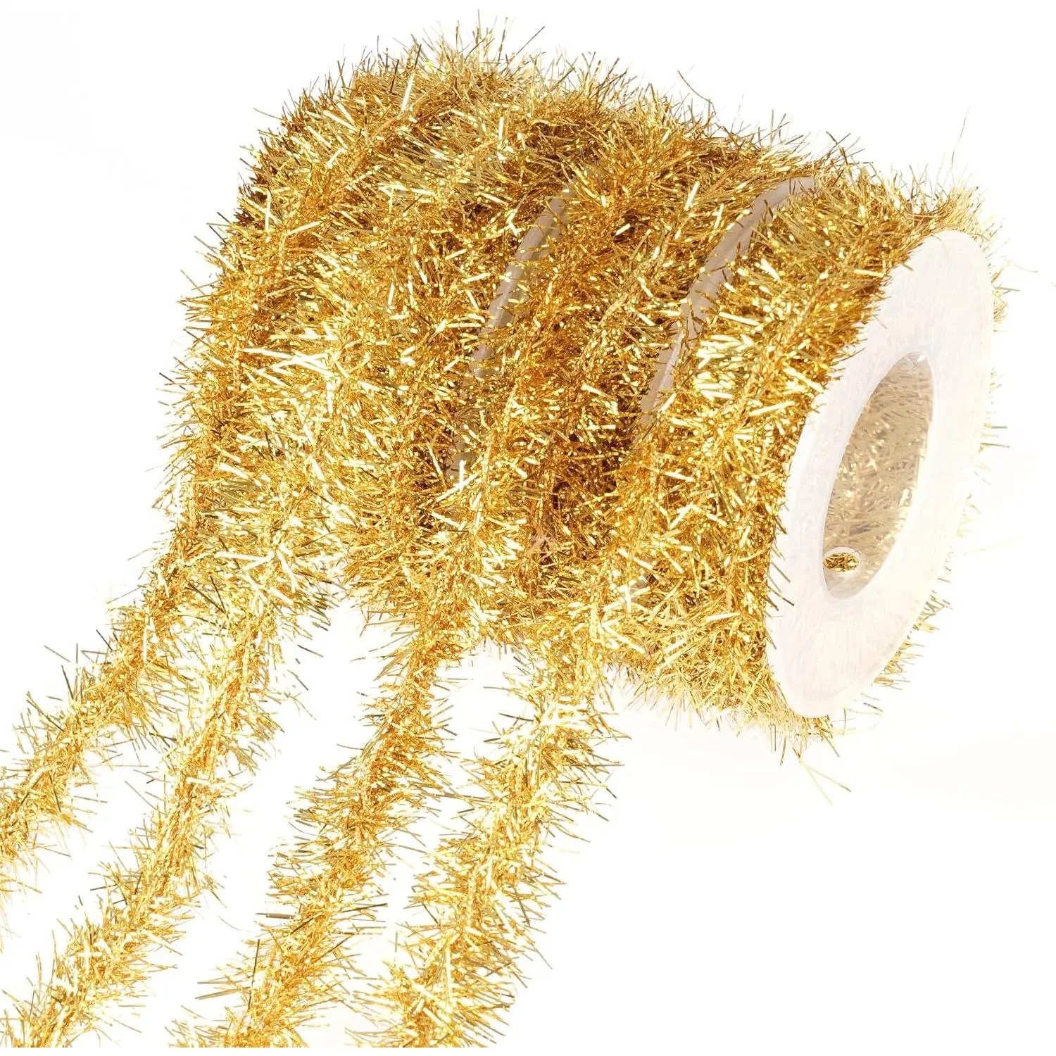 4 Rolls Christmas Tinsel Ribbon Metallic Garland Tinsel Garland Christmas Metallic Tinsel Ribbon Glitter Tinsel Ribbon for Christmas Birthday Party (, 9.8feetx0.7inches)