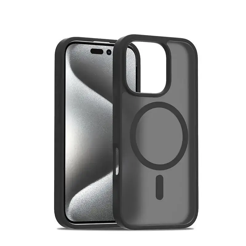 High-End Matte Skin-Touch Black Cellphone Casing Protector for iPhone 18 Pro Max,17 Air,16 Plus,15,14,13,12 Air Pro Max Plus, Supports Magnetic Suction Wireless Charging, Matte Translucent, Anti-Drop, Anti-Shock, Smartphone Accessory
