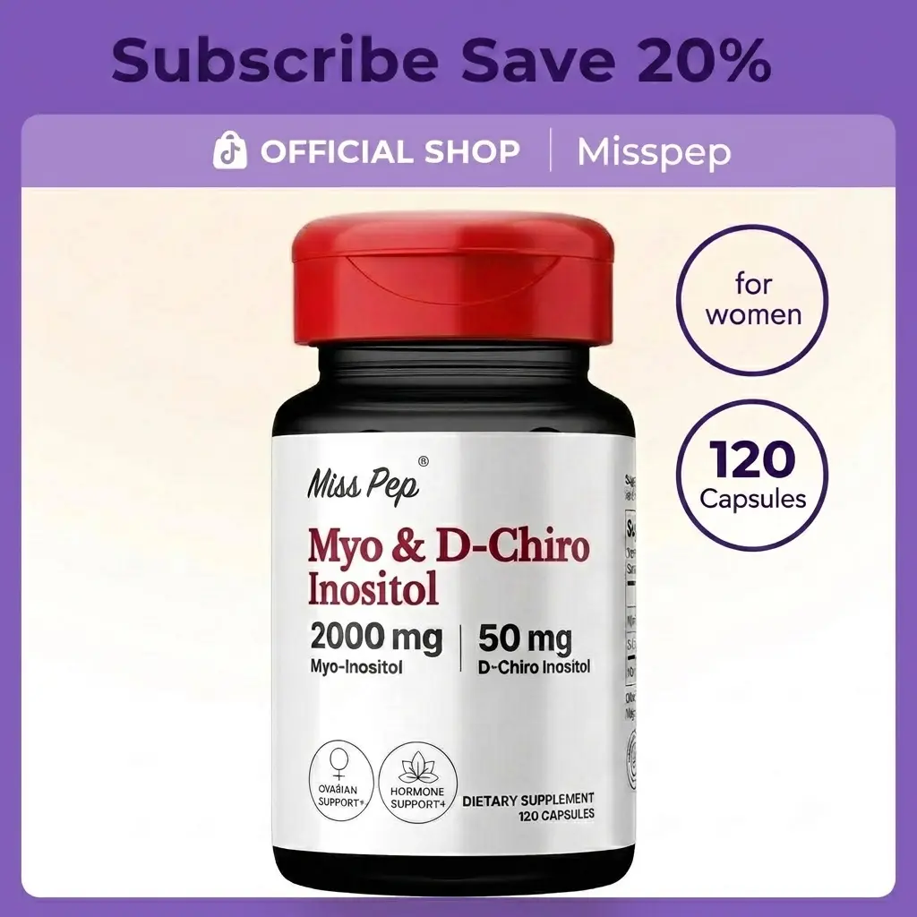 Misspep Myo Inositol & D-Chiro Inositol for Women ，2000mg Myo Inositol & 50mg D-Chiro  for Women's Hormone Balance Ovarian Health 40:1 Ratio Vegan Gluten-Free , Healthcare | Support for Hormonal Balance & Ovarian Health, 120 Capsules Dietary Supplement