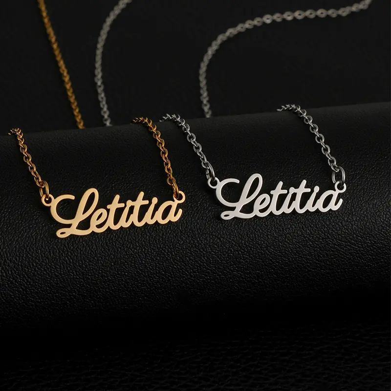 AS154 Personalized Custom Name Pendant Stainless Steel Cut Name Necklace Exclusive Custom Gift Birthday Holiday Gift