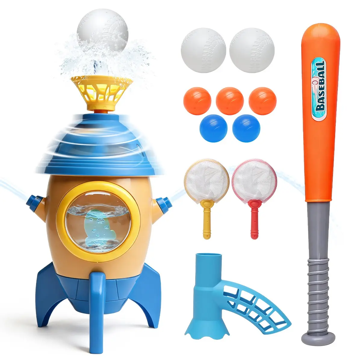 Trendy Rocket Water Spray Baseball Toy, Automatic Rotation, Summer Outdoor Family Game, Best Birthday and Holiday Gift for Kids