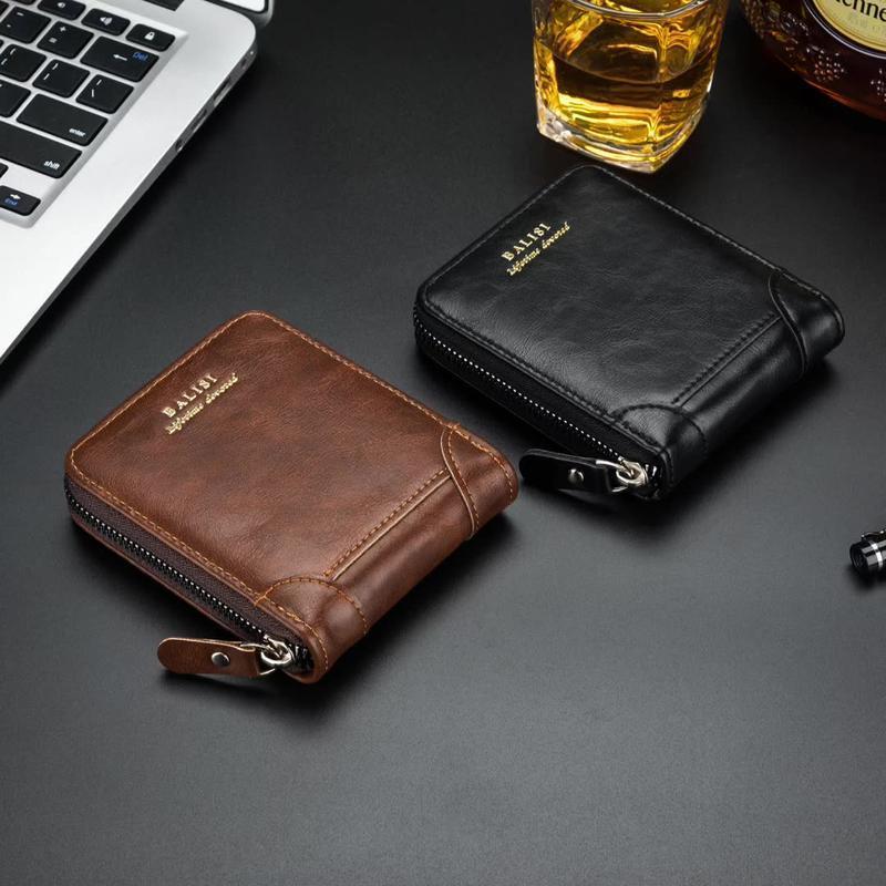 2025 New Men's Wallet | PU Leather Zipper Short Wallet  Retro Style Card Holder & Coin Storage  Stylish Money Bag for Everyday Use, Travel & Gifts