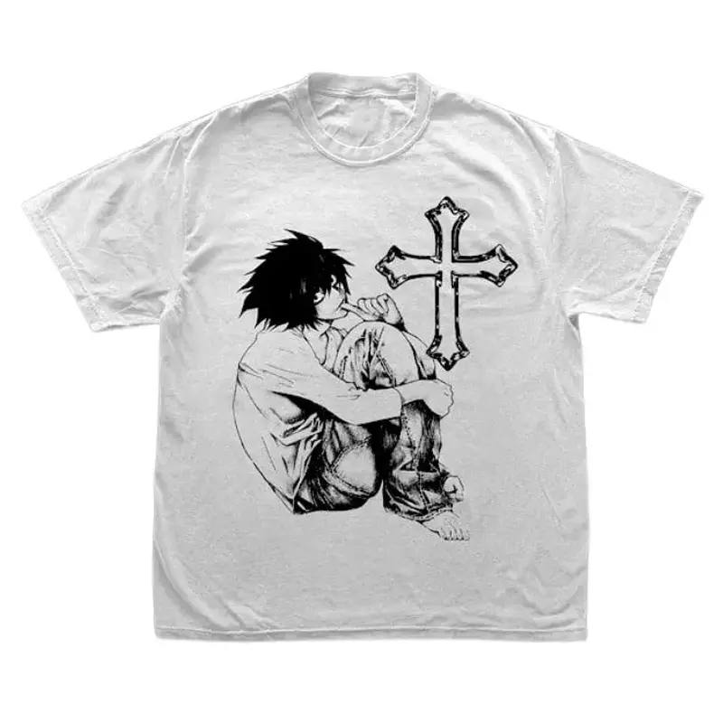 Anime Vintage Graphic Tee, L Lawliet Tee, Death Note Shirt, Manga Anime Shirt, Unisex T-Shirt, Anime Clothing Top Menswear Womenswear Streetwear