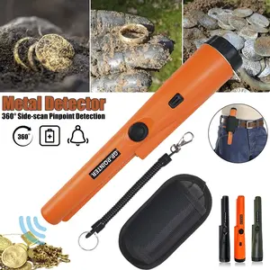Professional waterproof handheld metal detector, high-precision pointer stick treasure hunter, with belt leather holster, three colors available (orange/green/black), suitable for adult children outdoor detection