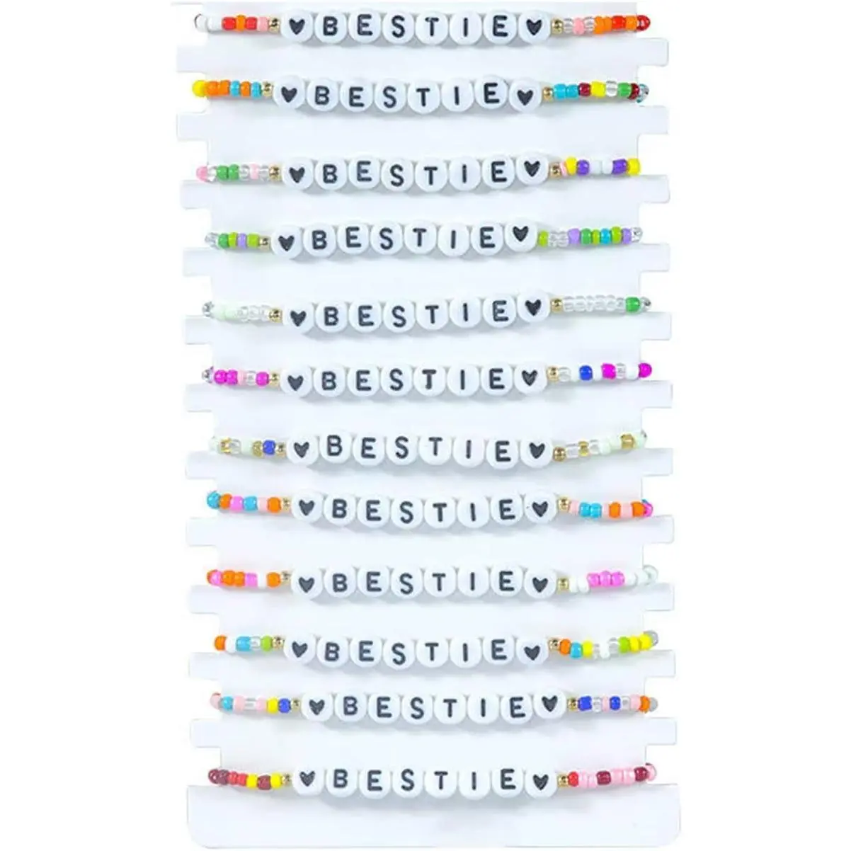 12 count Colorful BESTIE Friendship Beaded Bracelets Set Bohemia Rainbow BFF Inspirational Stackable Stretch Bracelets for Women Summer Beach Y2k Preppy  Party Favors  Gifts