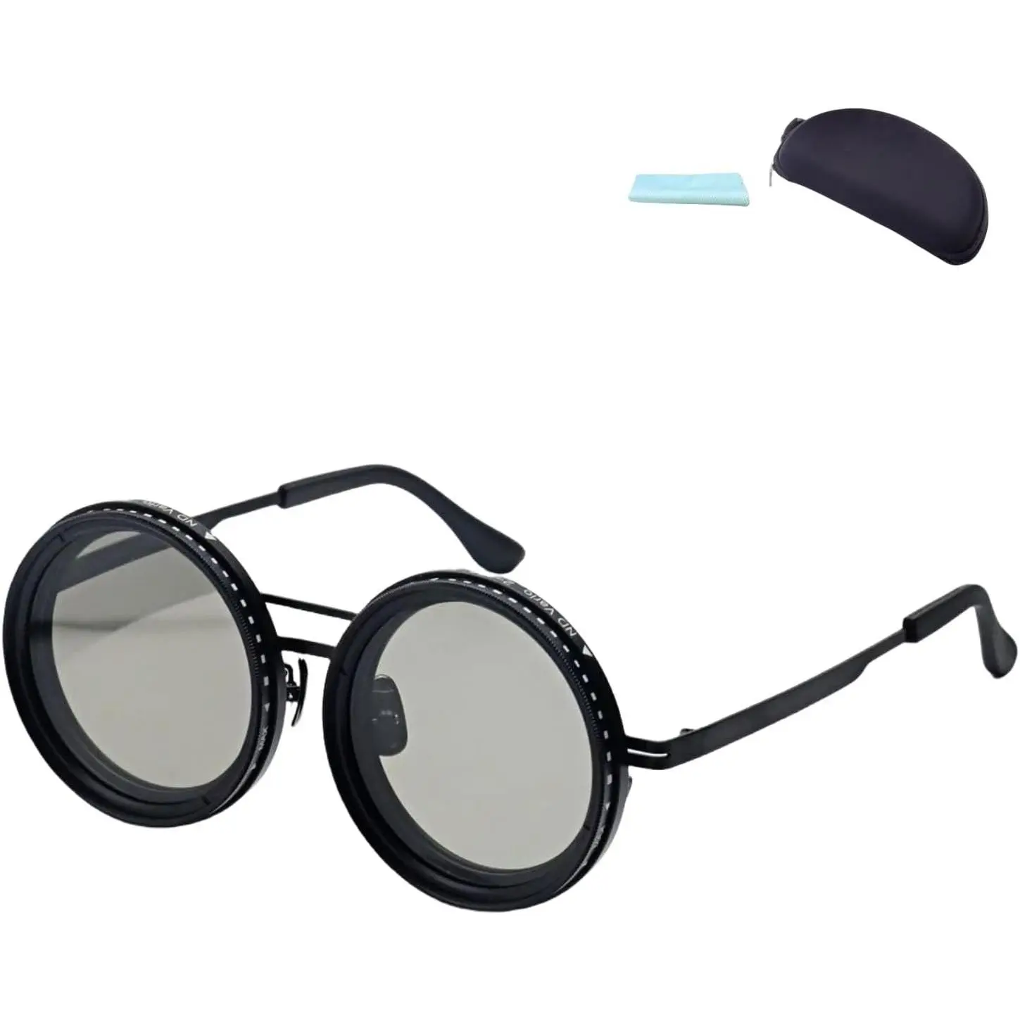 Outdoor sports Adjustable Tint Polarized Round Sunglasses for Men, 1-9 Gear Manual Tint Control with ND Filter – Beach Eyewear, Black