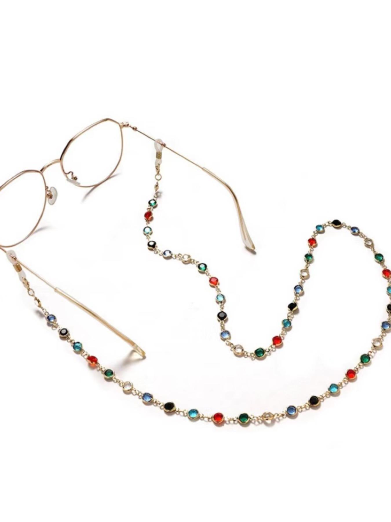 Fashionable Rhinestone Decorated Glasses Chain, Boho Style Anti-lost & Anti-slip Glasses Lanyard, Glasses Holder Strap for Women & Girls, Glasses Grips