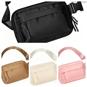 Unisex Belt Bag Fanny Pack, Waterproof Crossbody Waist Pack with 4 Zipper Pockets, Adjustable Long Strap Fashion Hip Pouch for Running, Yoga, Hiking & Daily Shopping