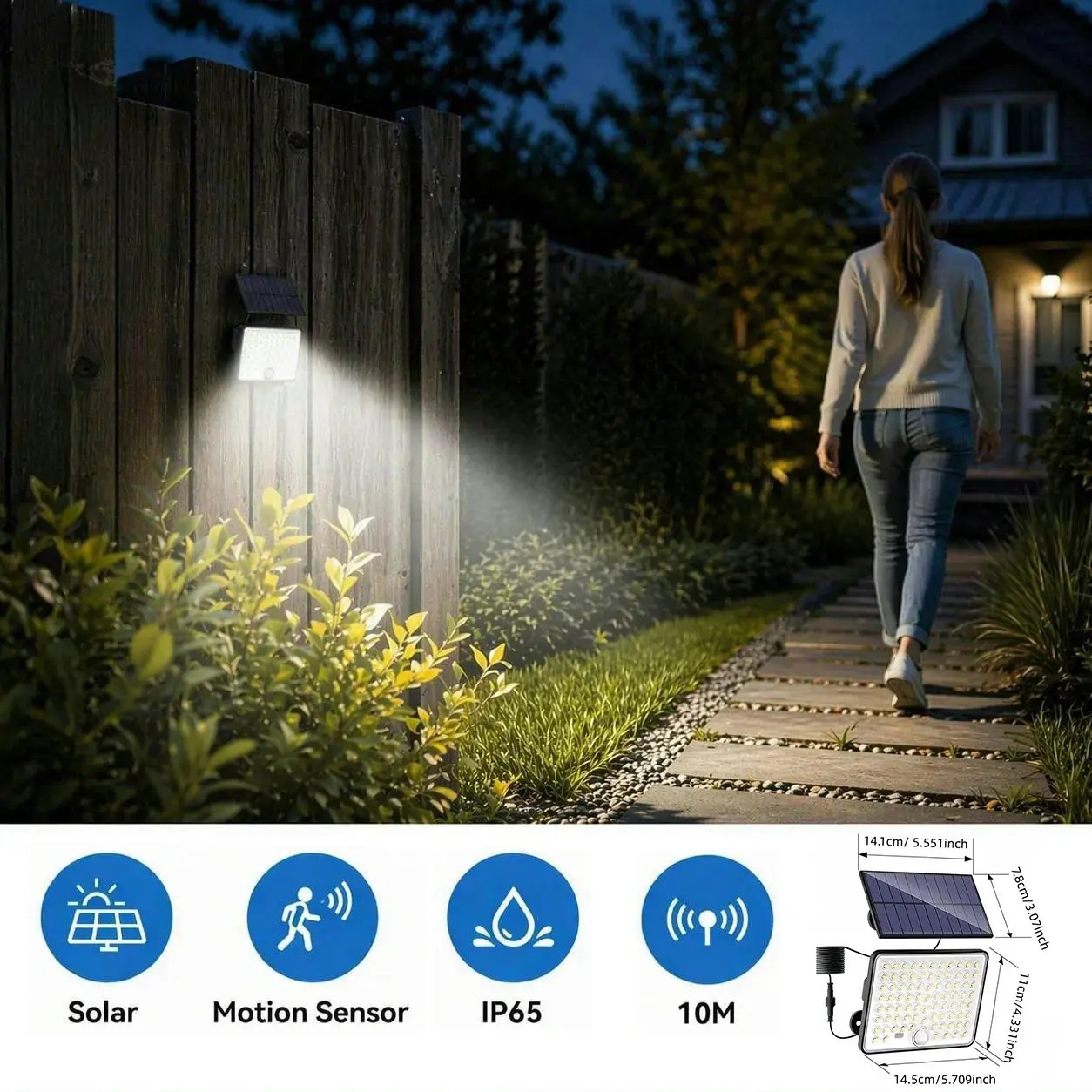 Outdoor Solar Lights with Lenses, Remote-Controlled Solar Security Lights with Motion Sensor and 3 Modes, Waterproof LED Spotlights, Waterproof Pathway Light, Flood Lights Outdoor for Shed, Porch, Yard and Garage, Outdoor Safety Lighting #GLOBAL PICKS