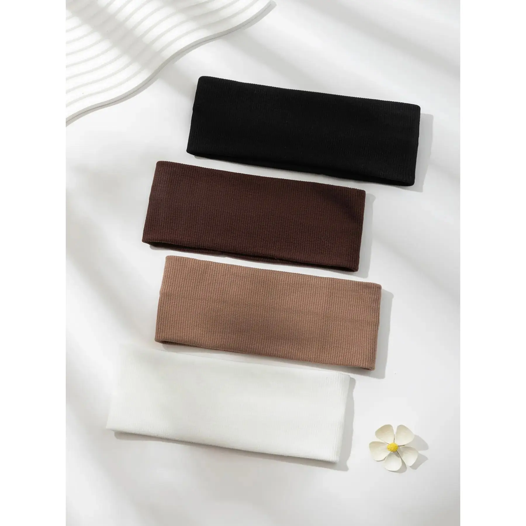 4PC Chic Ribbed Knit Headband - Clean Girl Aesthetic Spa & Pilates Hair Accessory
