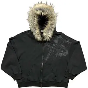 Autumn and winter new Y2K unisex zipper thick sweatshirt jacket with hat simple daily versatile and not monotonous