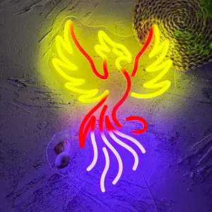 Illuminated Spreading-Winged Phoenix Neon Sign — A Stylish Wall-Mounted LED Art Decor Light. Plug-in operated with adjustable brightness, perfect for adding a unique artistic flair to bedrooms, living rooms, and shops.