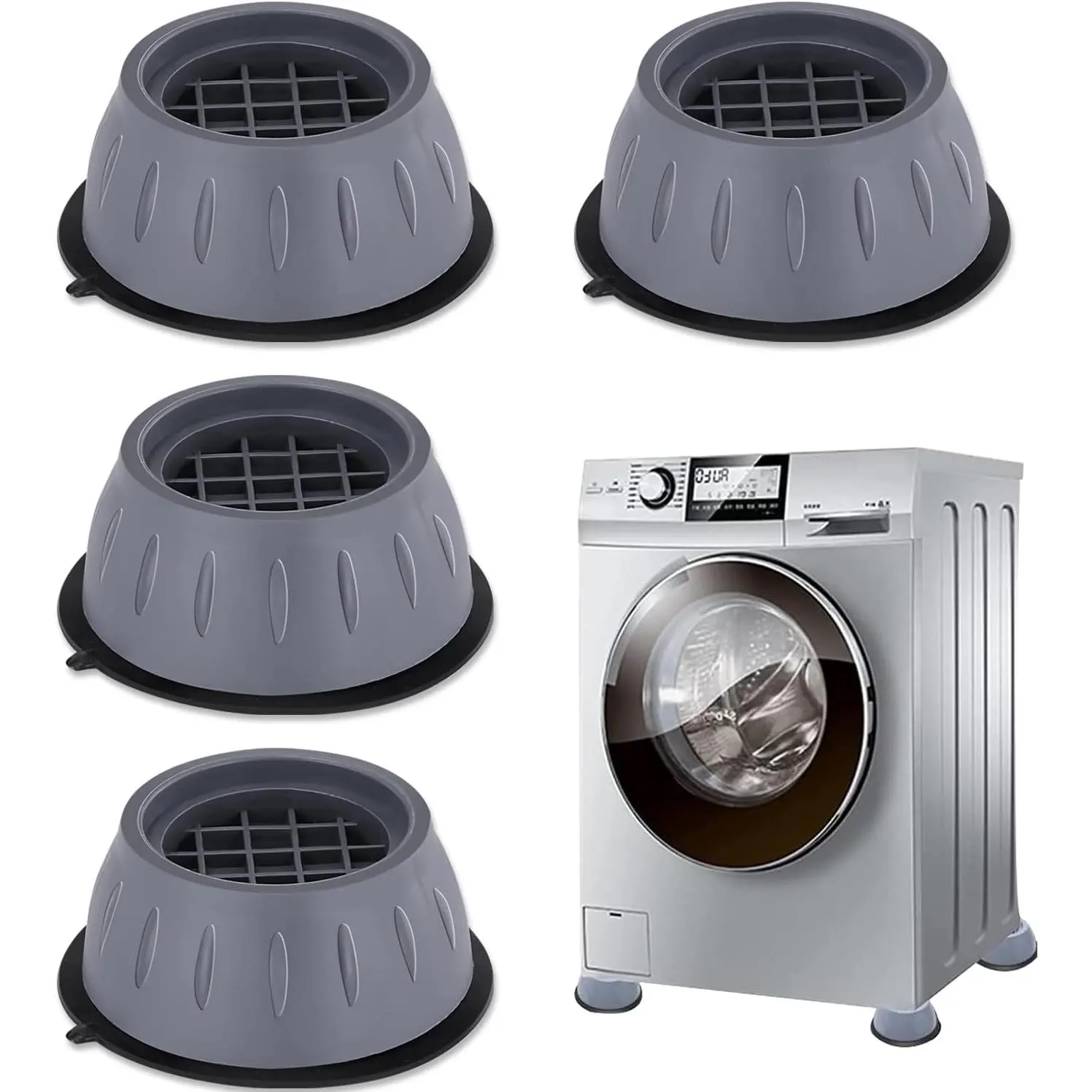 4-Count Moisture-Resistant Anti-Vibration Rubber Washing Machine Pads - 3.54 in Base Diameter, 1.57 in Height, Stable Noise-Reducing Feet for Apartments, Dorms, Fits Most Common Washer and Dryer Feet