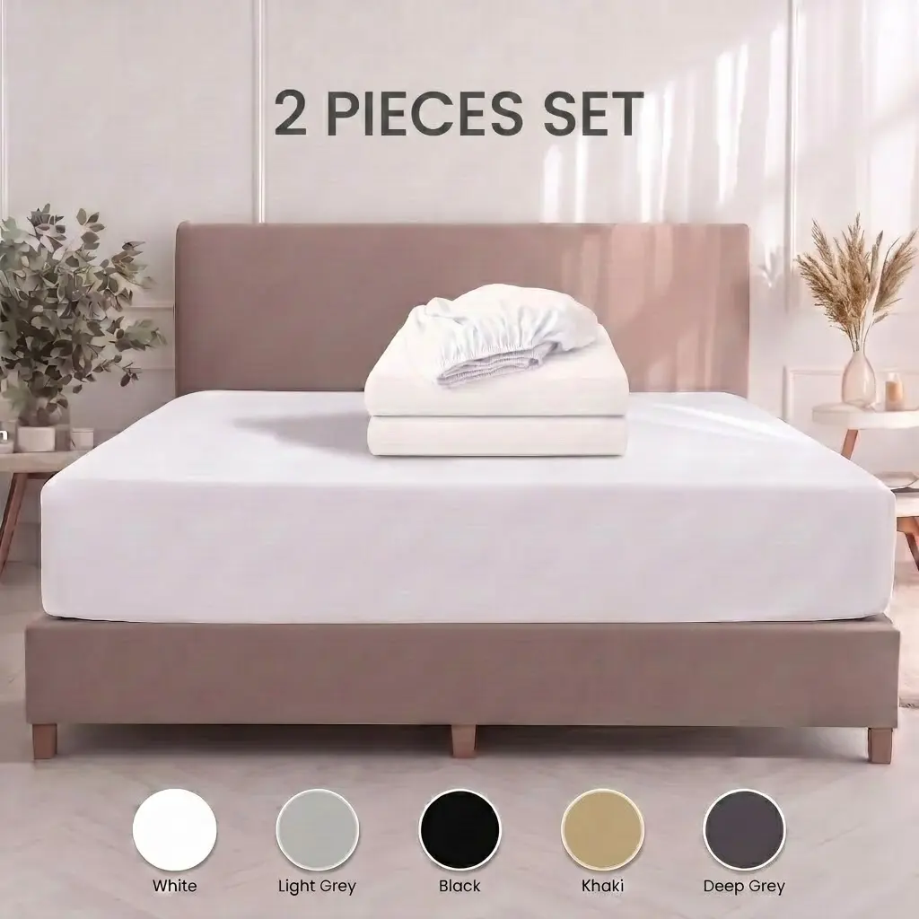 2pcs Soft and Comfortable Fitted Sheet Set, Breathable Multi-Purpose Washable Bedding for Bedroom, Guest Room, School Use, All-Season Bed