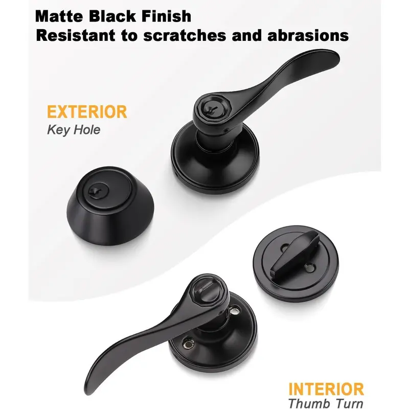 thumbnail image 2 of Cielsa Dawn Keyed Alike Front Door Lock Set – Single Cylinder Deadbolt & Handle, Matte Black 2 of 5