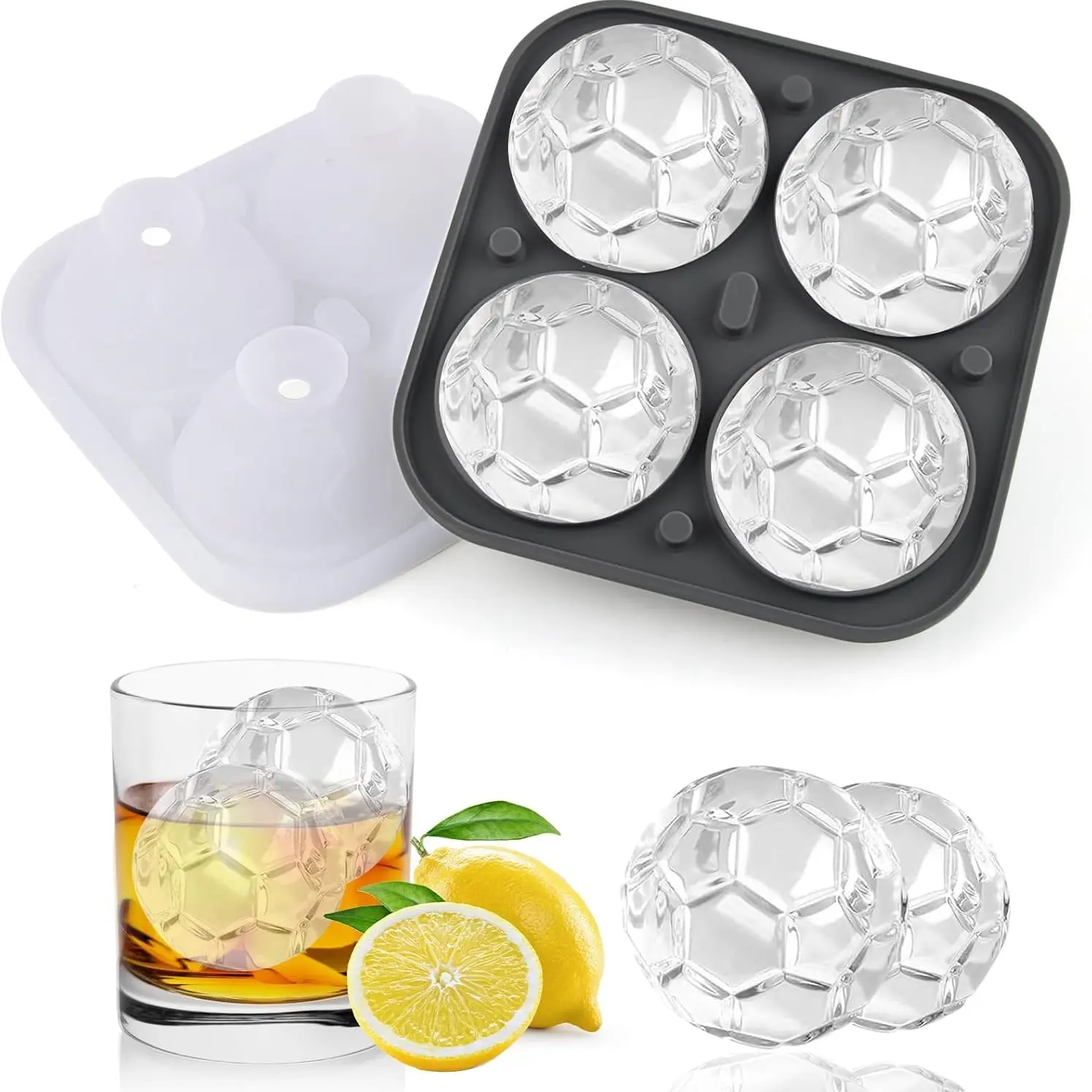 Football 4 Round Ice Cube Tray, Basketball 4 Round Ice Cube Tray, Rugby 4 Round Ice Cube Tray, Golf Ball Ice Mold, Sports Accessories, Ice Ball Trays, Ice Ball Molds, Shaped