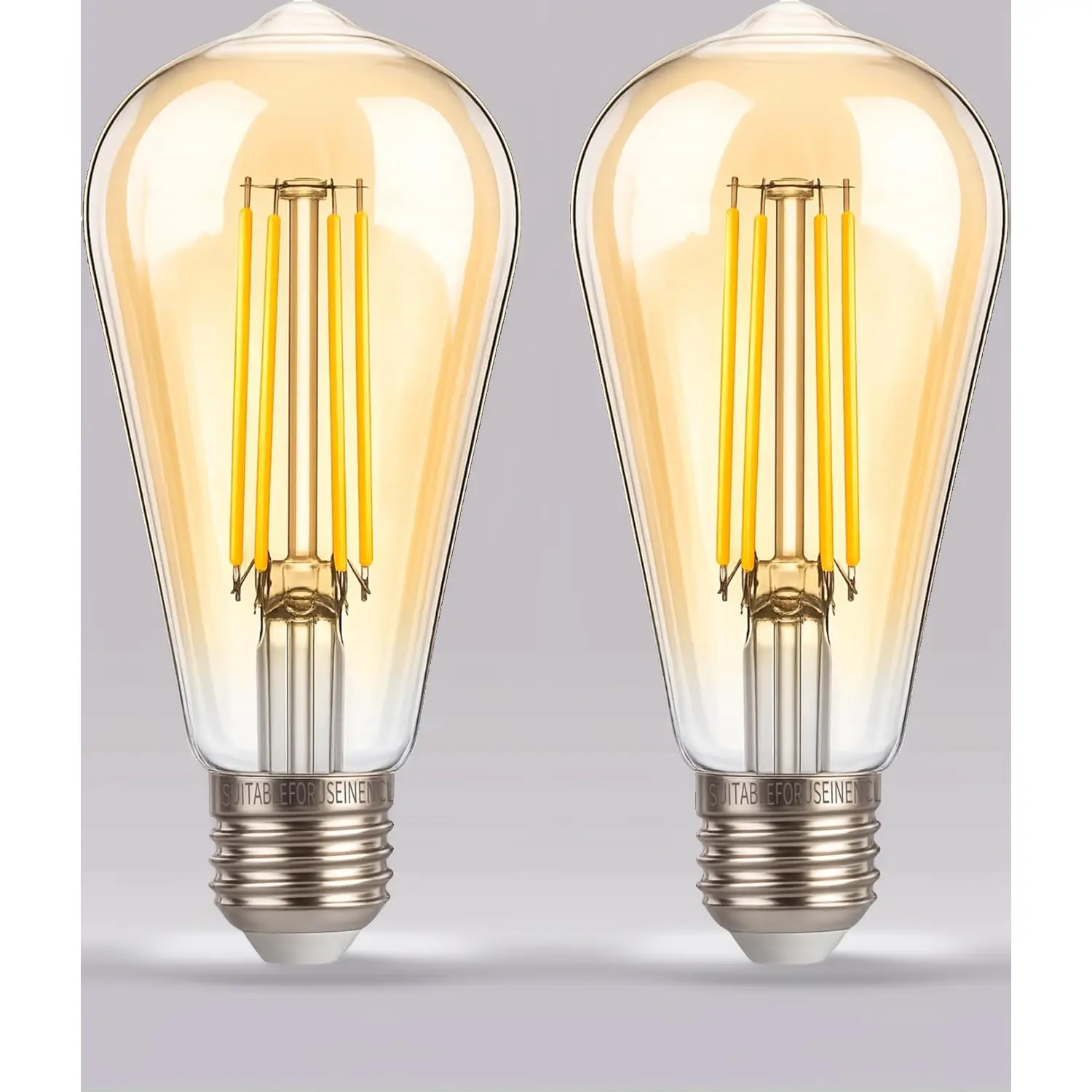 2 Pack Amber ST19 Dusk to Dawn LED Bulb, 700LM 7W (60W Equivalent), 2200K Warm White – Automatic Outdoor Light Sensor Bulb for Porch, Patio, Garage (Non-Dimmable)