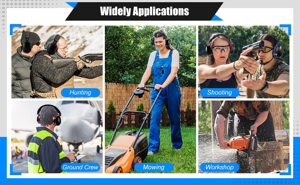 3 Pack Shooting Ear Protection for Gun, Hearing Protection Ear Muffs 28dB with Shooting Eye, Earplugs